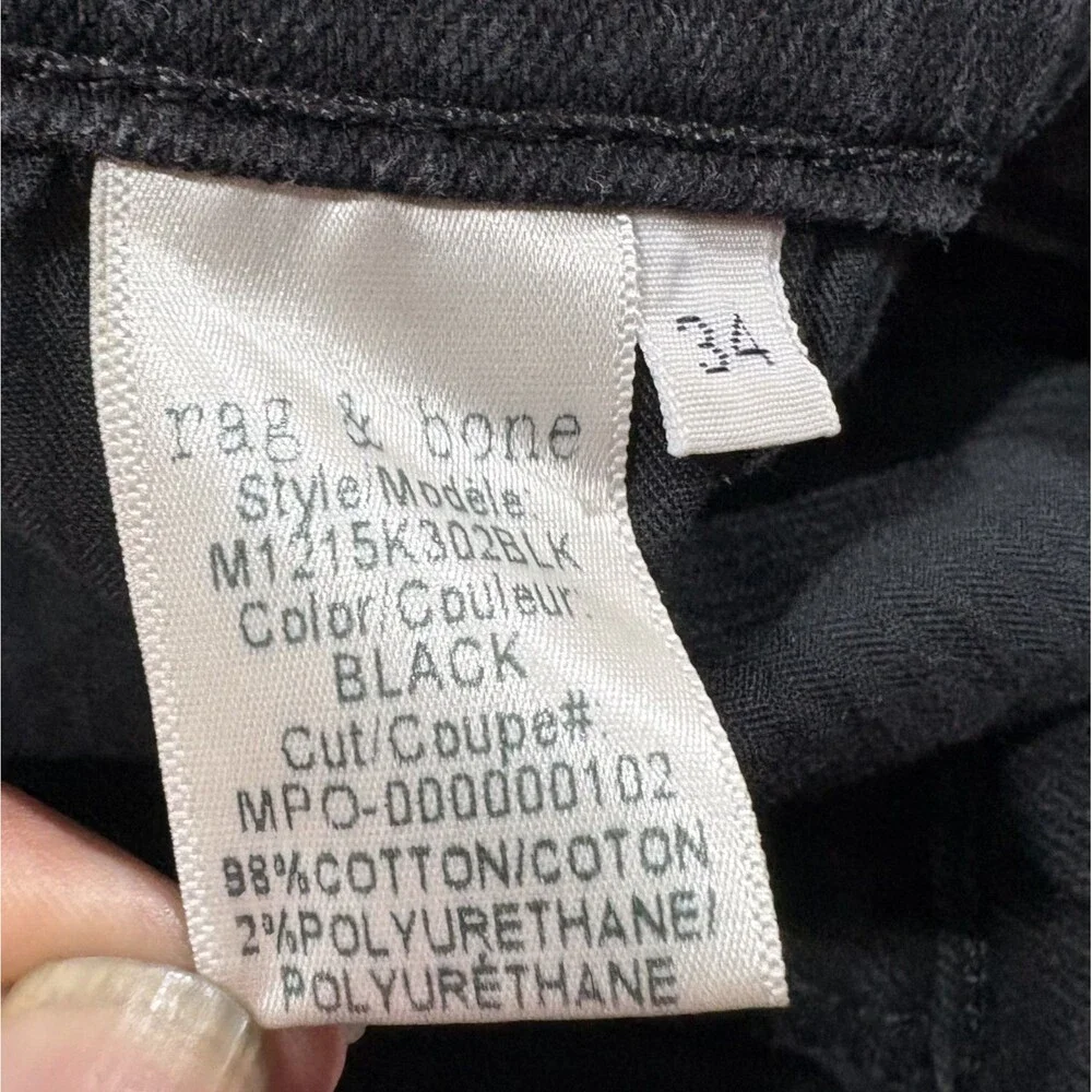 Rag & Bone Fit 3 Classic Jeans Mens Black Dark Wash Denim Slim Leg Grunge Sz 34